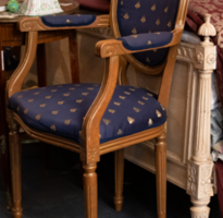 Antique Blue Bee Motif Chairs